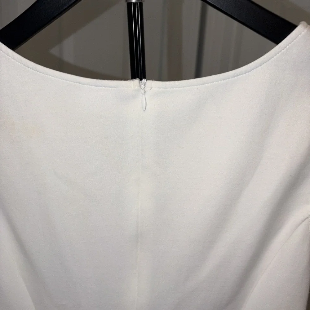 WIHOLL Women's Sleeveless White Boat Neck Mini Dress Med Classic Chic Minimalist